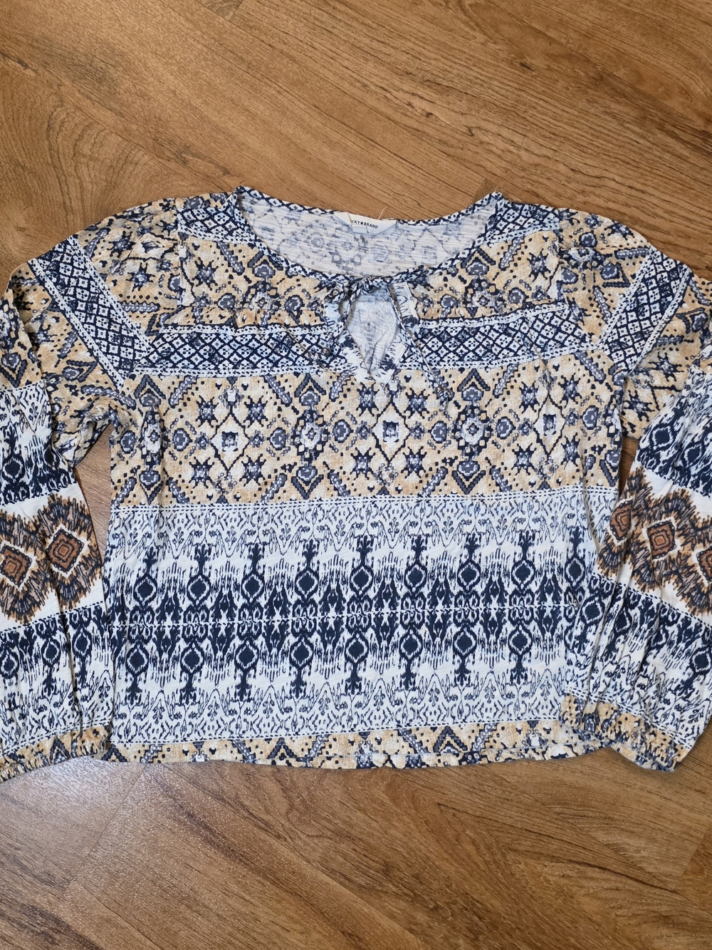 Lucky Brand Multicolor Geometric Long Sleeve Tunic Top
